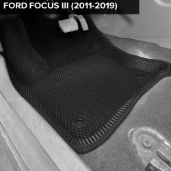 3D коврики EVA с бортами Ford Focus III рестайлинг седан, хэтчбек, универсал (2014-2019)